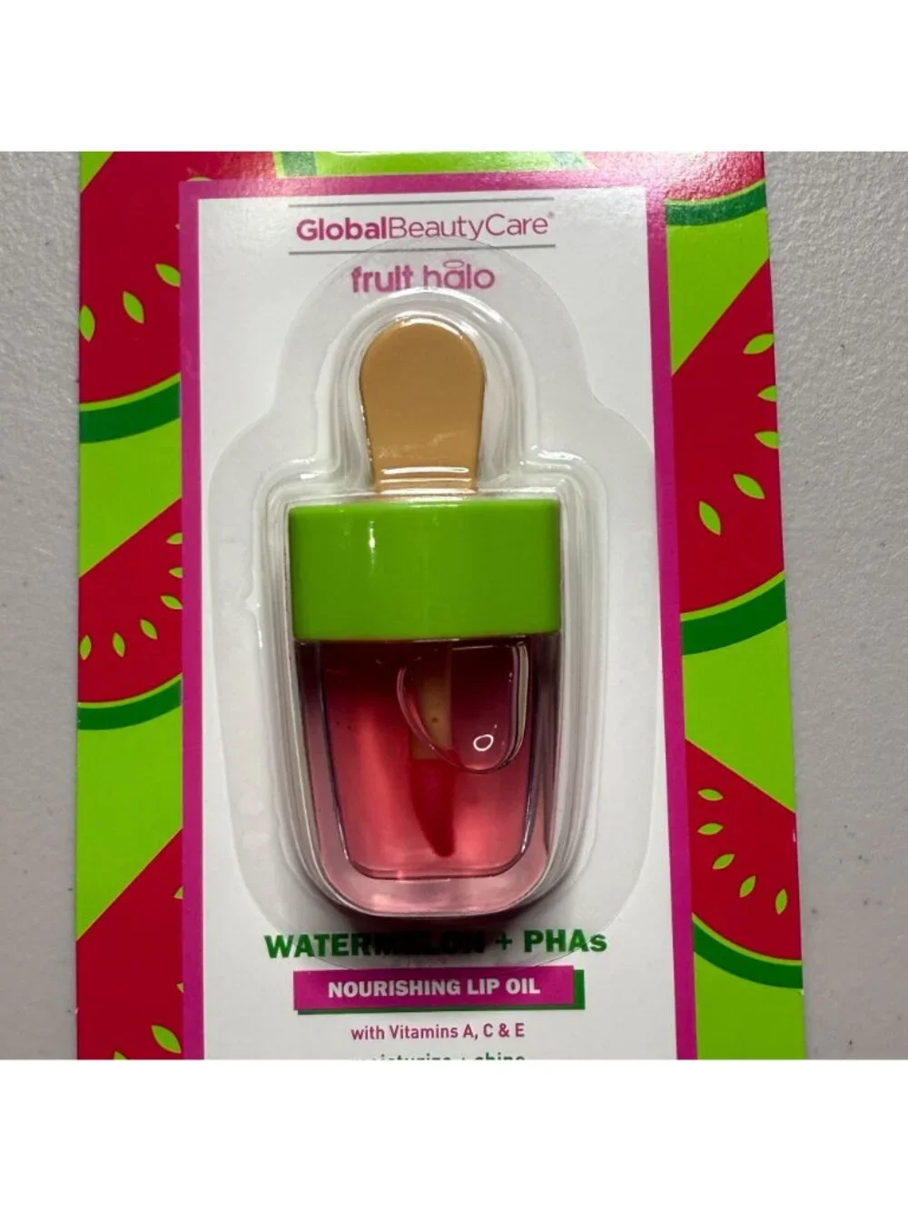 Global Beauty Care Watermelon Lip Oil Fruit Halo Nourishing Lip Gloss New